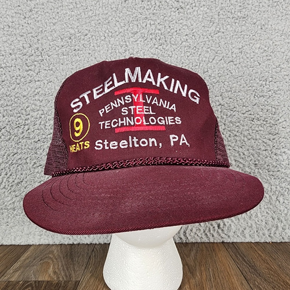 Otto Cap Pennsylvania Steel Technologies Steelmaking Trucker Hat Maroon Snapback